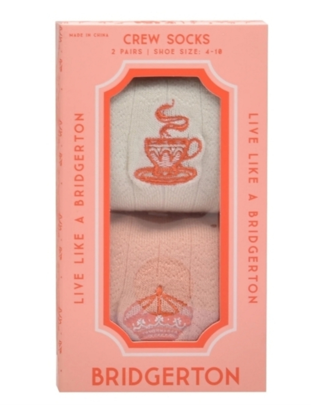 Bridgerton Women's Crew Socks - Cream & Light Pink (2 Pairs)